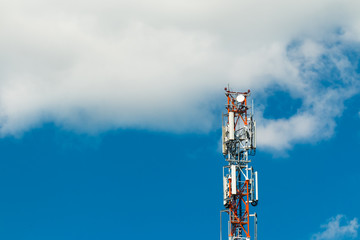 3G, 4G and 5G cellular. Base Station or Base Transceiver Station. Telecommunication tower. Wireless...