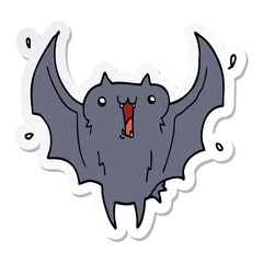 sticker of a cartoon happy vampire bat