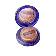 Hand drawn watercolor powder with mirror