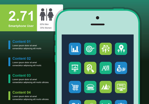 Smartphone with Multiple Apps Showcase UI/UX Design