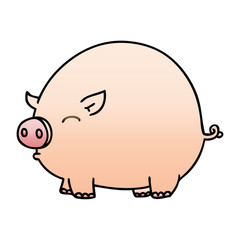quirky gradient shaded cartoon pig