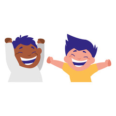happy interracial boys celebrating