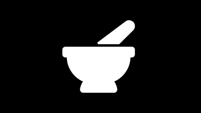 From the Glitch effect arises mortar pestle symbol. Then the TV turns off. Alpha channel Premultiplied - Matted with color black