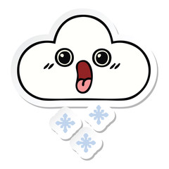 sticker of a cute cartoon snow cloud