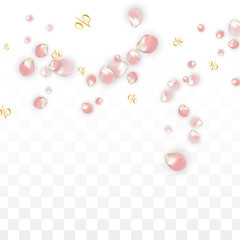 Vector Spring or Summer Sale Background with Petals and Percent for Template Design. Good for Special Hot Holiday Discount Offer, Black Friday, Fashion Promotion Action. Romantic Sakura Illustration