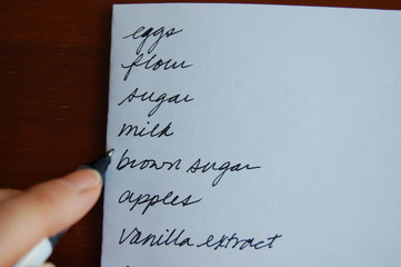 shopping list in script