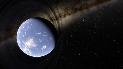 Exoplanet with rings Second Earth 3D illustration (Elements of this image furnished by NASA)