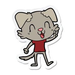 sticker of a laughing cartoon dog