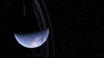 Exoplanet with rings Second Earth 3D illustration (Elements of this image furnished by NASA)