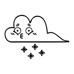 line drawing cartoon snow cloud