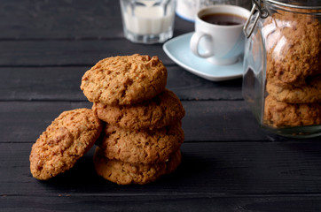 stack of cookies and cup of coffee