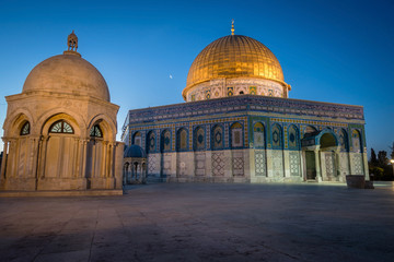 Dome of the Rock Mosque and Dome of the Chain in Jerusalem, Israel