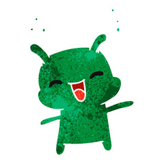 retro cartoon kawaii cute happy alien