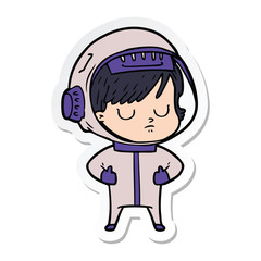 sticker of a cartoon astronaut woman