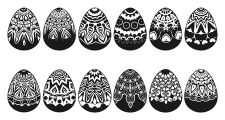 Set of different easter eggs. Vector illustration.