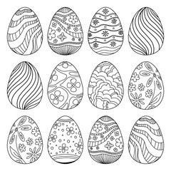 Set of different easter eggs. Vector illustration.
