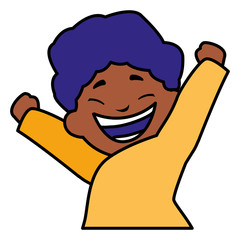 happy black boy celebrating