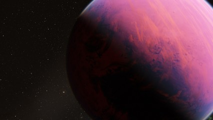 Naklejka premium Exoplanet 3D illustrationthe planet pink with blue on the background of the sun the milky way black sky (Elements of this image furnished by NASA)