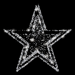 Silver glitter star of many small stars.