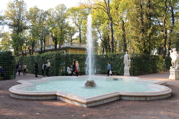 Fountain on the third site. Summer garden. St. Petersburg.