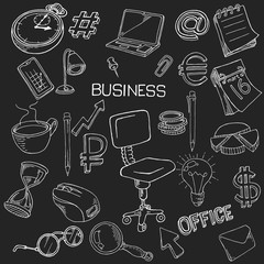 Colorful vector hand drawn doodle cartoon stationery set