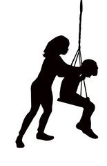 Obraz premium friends swinging, silhouette vector