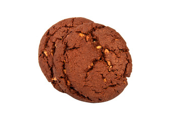 American chocolate tasty cookies with nuts isolated on the white