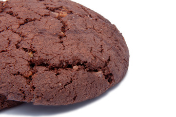 American chocolate tasty cookies with nuts isolated on the white