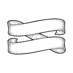 Ribbon isolated on white background. Vector black vintage engraving