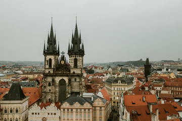 Fototapeta premium View over the city from the Clock Tower - Prague, Czech Republic