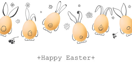 Realistic eggs with painted elements. Happy easter. Vector