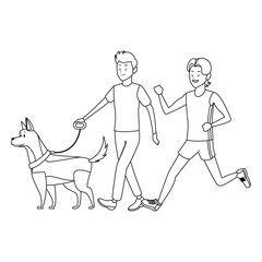 athlete and man with dog
