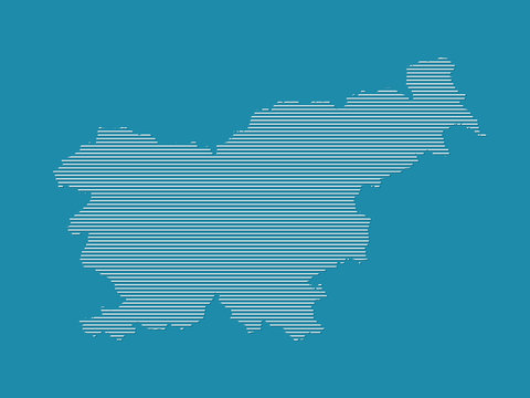 Slovenia map vector with simple straight lines on blue background illustration