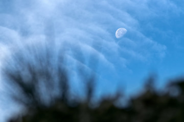 abnehmender Mond in Wolken