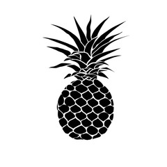 Pineapple with leaf icon. Tropical fruit isolated on white background. Symbol of food, sweet, exotic and summer, vitamin, healthy. Nature logo. Flat concept. Design element Vector illustration