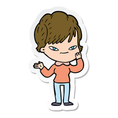 sticker of a cartoon happy woman