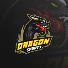 dragon vector mascot logo design with modern illustration concept style for badge, emblem and tshirt printing. angry dragon illustration for sport and esport team.