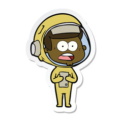 sticker of a cartoon surprised astronaut