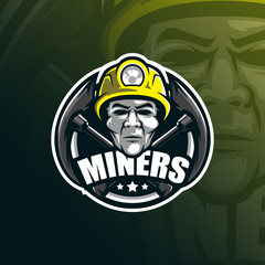 miner vector mascot logo design with modern illustration concept style for badge, emblem and tshirt printing. head miner illustration.