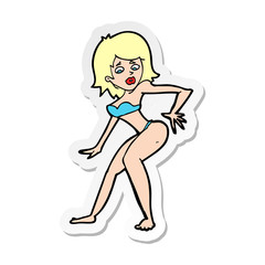 sticker of a cartoon woman in bikini