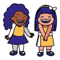 happy interracial girls characters