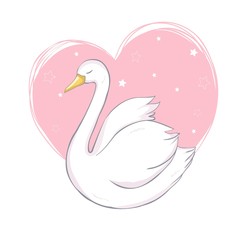 Swan. White bird. Sign, symbol, logo, logo vector. Vector.