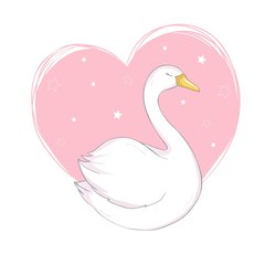Obraz premium Swan. White bird. Sign, symbol, logo, logo vector. Vector.