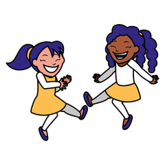 happy interracial girls characters