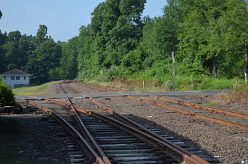 Railroad track in a rural area