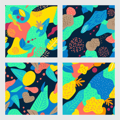 Abstract pattern with tropical leaves.
