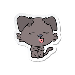 Naklejka premium sticker of a cartoon dog sticking out tongue