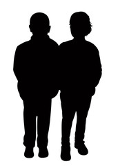 children hand in hand, silhouette vector