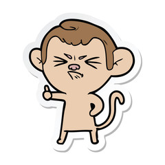 sticker of a cartoon angry monkey