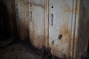 Fototapeta na wymiar Abandoned rusted lockers